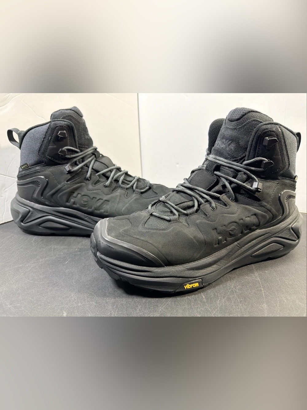 Hoka One One Kaha 3 Gore-Tex GTX Men’s Size 15 D Black Suede Vibram Hiking Boots